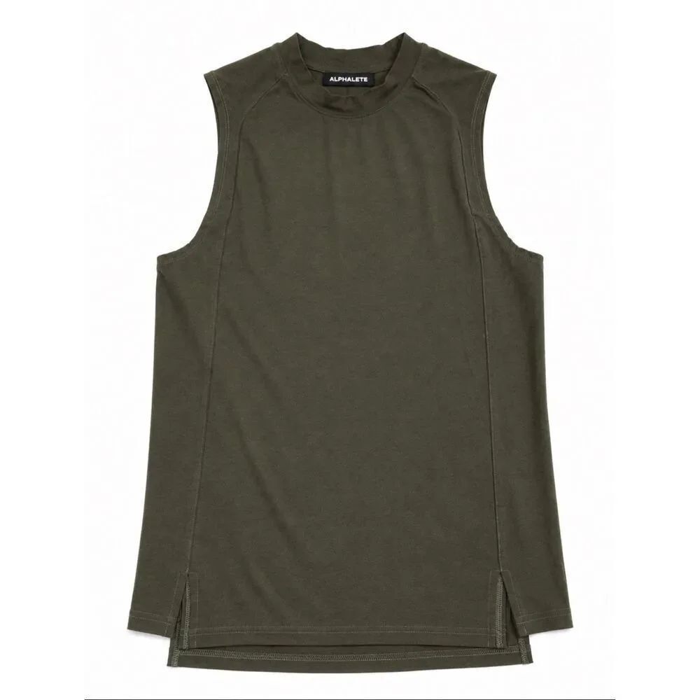 Alphalete Olive Green Sleeveless High Neck Athletic Tank Top Women’s S/M